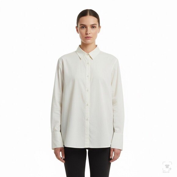 Parker Womens White Cotton Button-Down Shirt Pleated Back Detail Size XL - Picture 8 of 8
